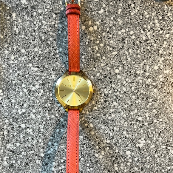 Gold Watch with Coral Strap - Picture 1 of 3